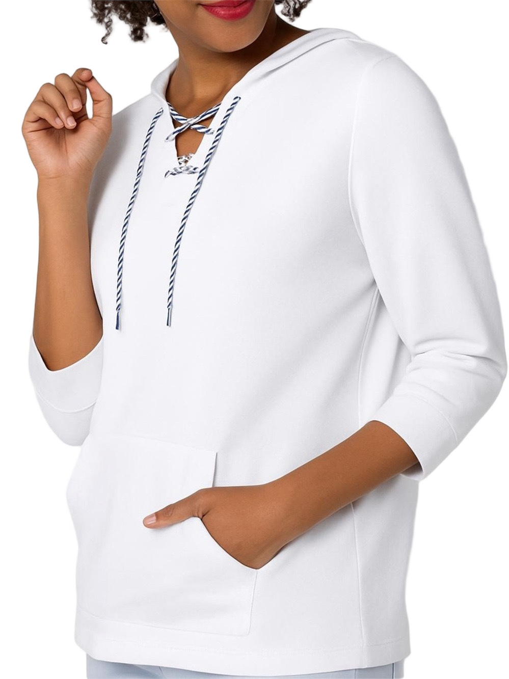 195. WOMENS DENIM + COMPANY XL DETAIL TOP